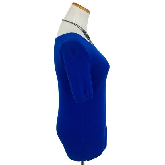GAP Cobalt Blue Knit Short Sleeve Sweater Top • Preppy Classic Minimalist Mod S - Picture 7 of 15